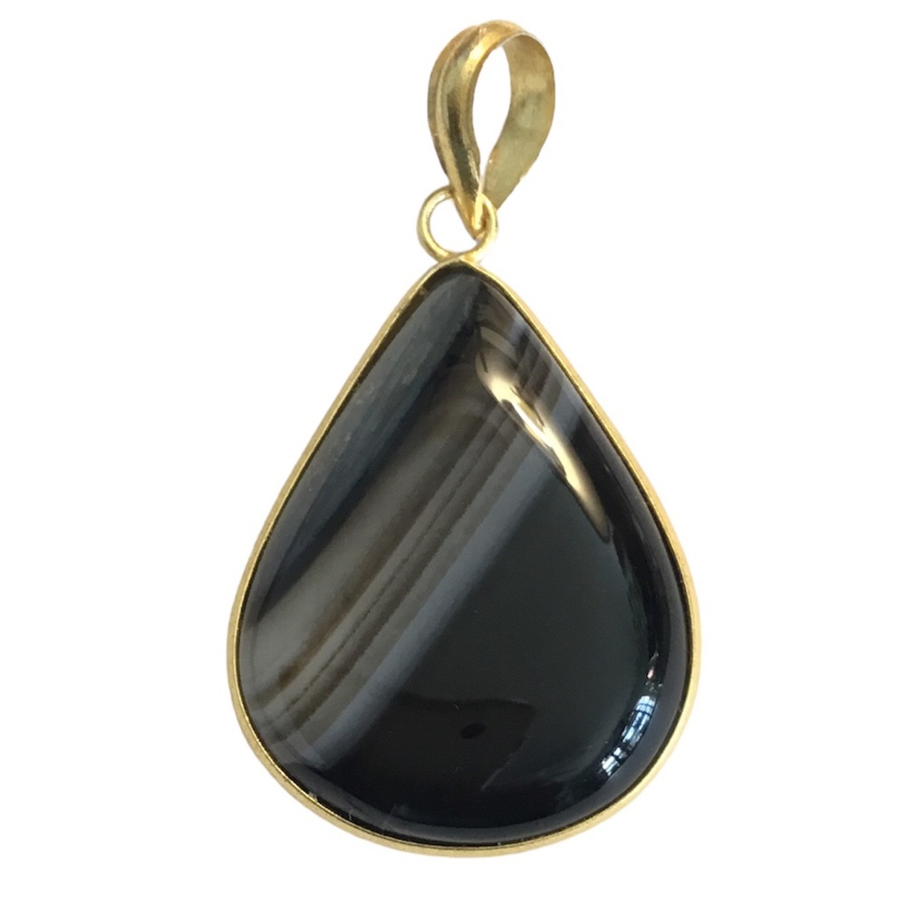 Banded Polished Agate Gemstone Pendant Teardrop